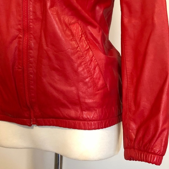 Vintage 'Eaton' Cherry-Red Leather Bomber Jacket - Picture 7 of 14